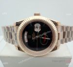 Replica Presidential Rolex Day Date 40mm Rose Gold Black Onyx Dial Watch